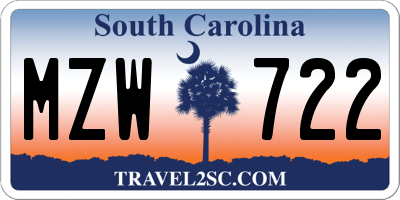 SC license plate MZW722