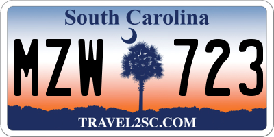 SC license plate MZW723