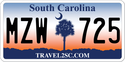 SC license plate MZW725