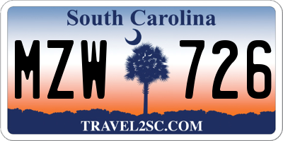 SC license plate MZW726