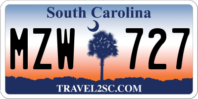 SC license plate MZW727