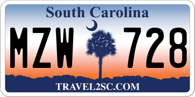 SC license plate MZW728