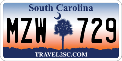 SC license plate MZW729