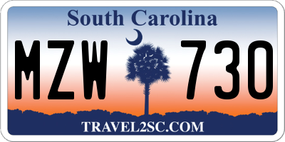 SC license plate MZW730
