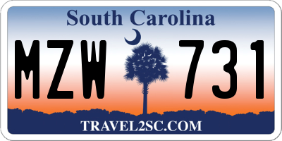 SC license plate MZW731