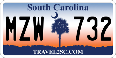 SC license plate MZW732