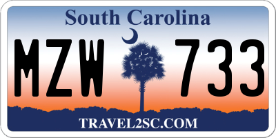 SC license plate MZW733