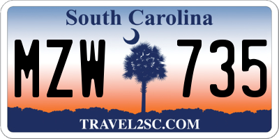 SC license plate MZW735