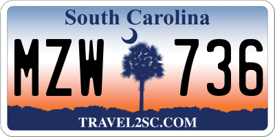 SC license plate MZW736