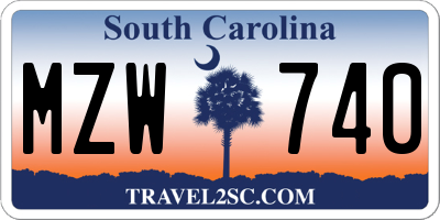SC license plate MZW740