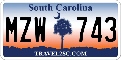 SC license plate MZW743