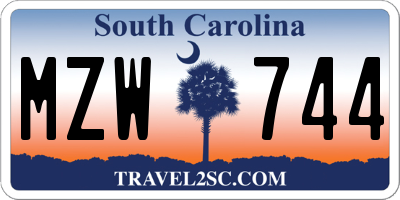 SC license plate MZW744