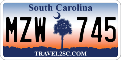 SC license plate MZW745