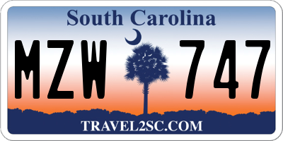 SC license plate MZW747