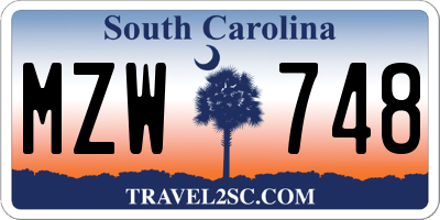 SC license plate MZW748
