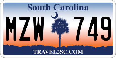 SC license plate MZW749