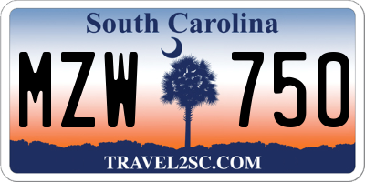 SC license plate MZW750