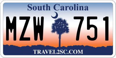 SC license plate MZW751