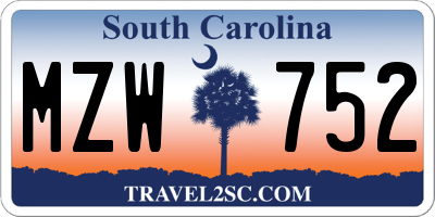 SC license plate MZW752
