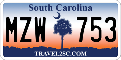 SC license plate MZW753