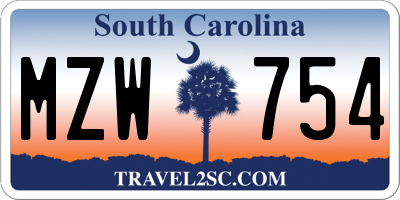 SC license plate MZW754