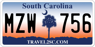 SC license plate MZW756