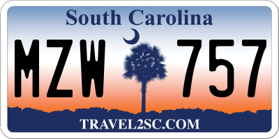 SC license plate MZW757