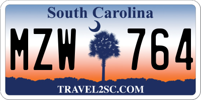 SC license plate MZW764