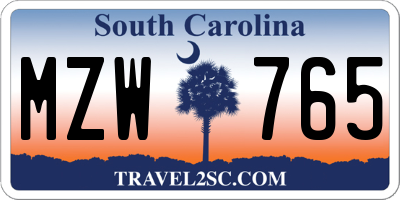 SC license plate MZW765