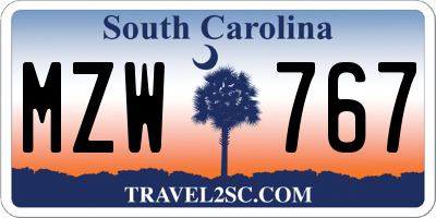 SC license plate MZW767