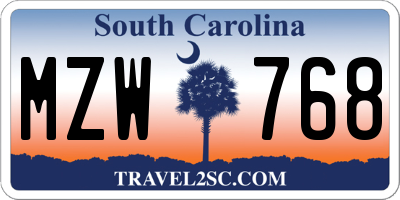 SC license plate MZW768