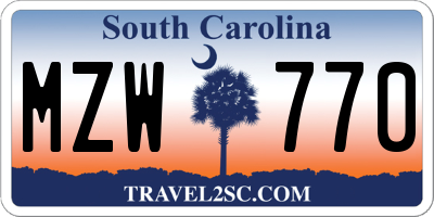 SC license plate MZW770