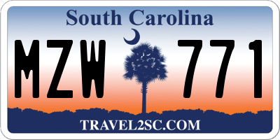 SC license plate MZW771