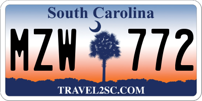 SC license plate MZW772