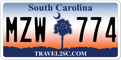 SC license plate MZW774
