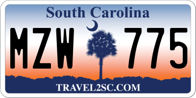 SC license plate MZW775