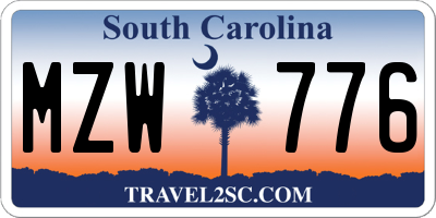 SC license plate MZW776