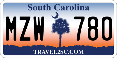 SC license plate MZW780