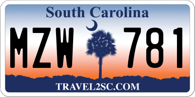 SC license plate MZW781