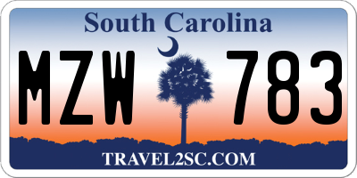 SC license plate MZW783