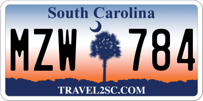 SC license plate MZW784