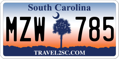 SC license plate MZW785