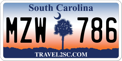 SC license plate MZW786
