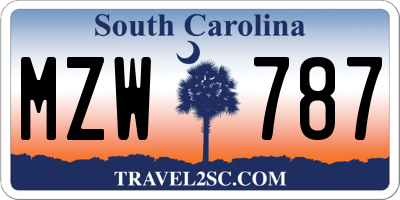SC license plate MZW787