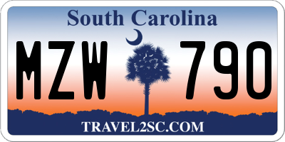 SC license plate MZW790