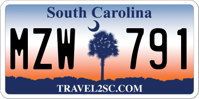 SC license plate MZW791