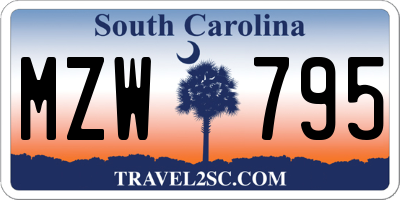 SC license plate MZW795