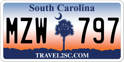SC license plate MZW797