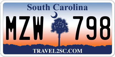 SC license plate MZW798
