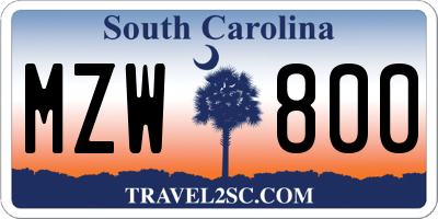 SC license plate MZW800